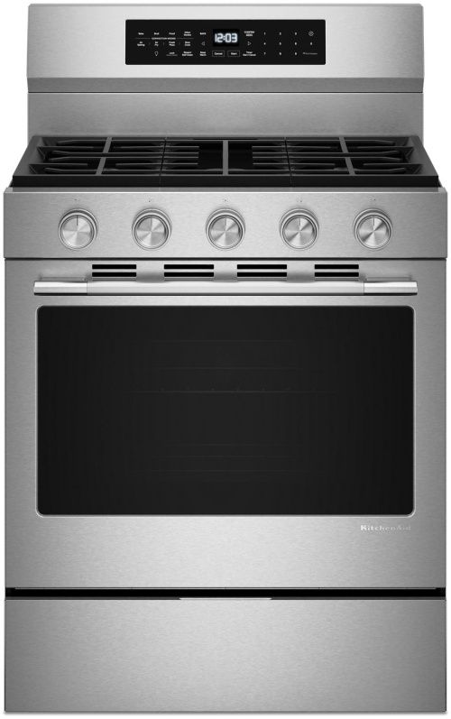 KitchenAid® 30" PrintShield™ Stainless Steel Smart Freestanding Gas Range with Convection Cooking Modes-0