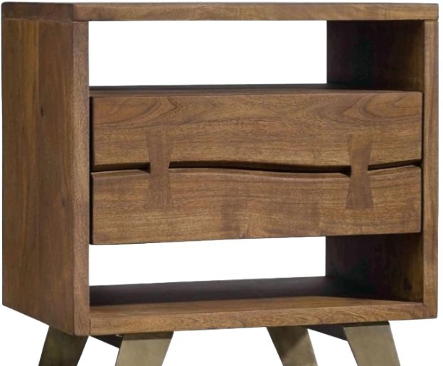 Jaipur Furniture Planck Brown Bedside Table-1