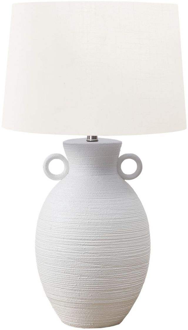 Monarch Specialties Inc. White Ceramic Table Lamp with Ivory Shade-0