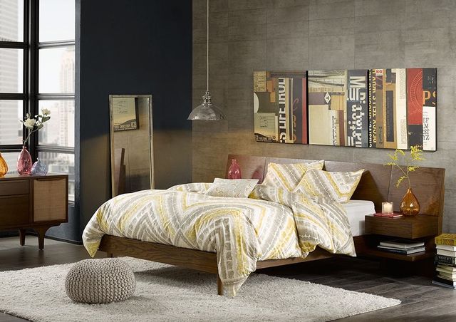 Olliix by INK+IVY Pecan King Clark Bed with 2 Nightstands-3