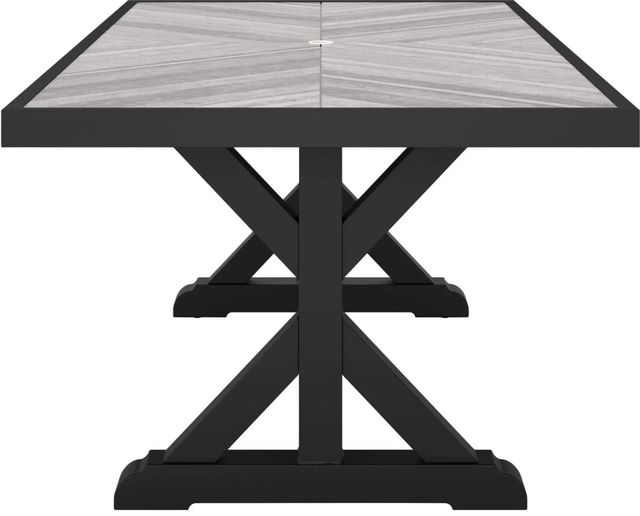 Signature Design by Ashley® Beachcroft Light Gray Outdoor Aluminum/Porcelain Dining Table with Black Base-2