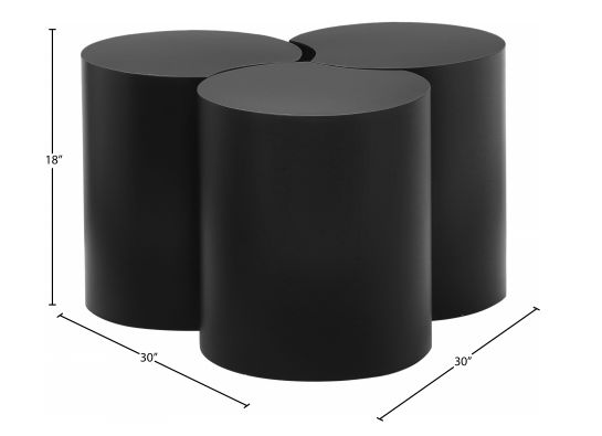 Meridian Furniture Dimple 3-Piece Black 18" Modular Nesting Coffee Table Set-3