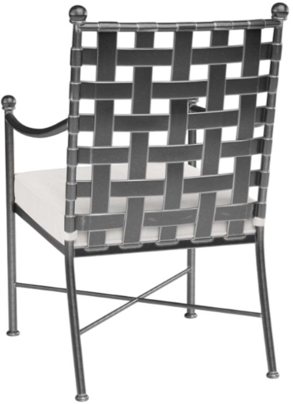 Sunset West Provence Canvas White/Century Pewter Iron Outdoor Dining Chair-2