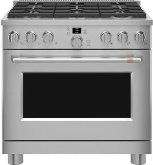 front view of the Café™ 36" Stainless Steel Pro Style Gas Range