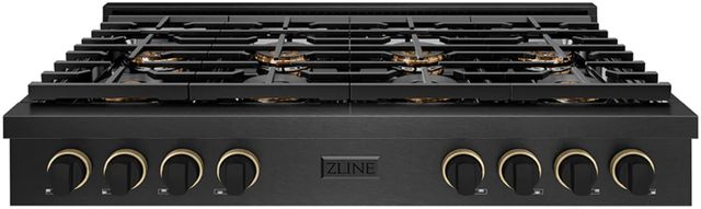 ZLINE Designer Paramount 48" Black Satin Stainless Steel with Matte Black and Champagne Bronze Accents Gas Rangetop with 8 Burner DuoPro™ Cooktop -0