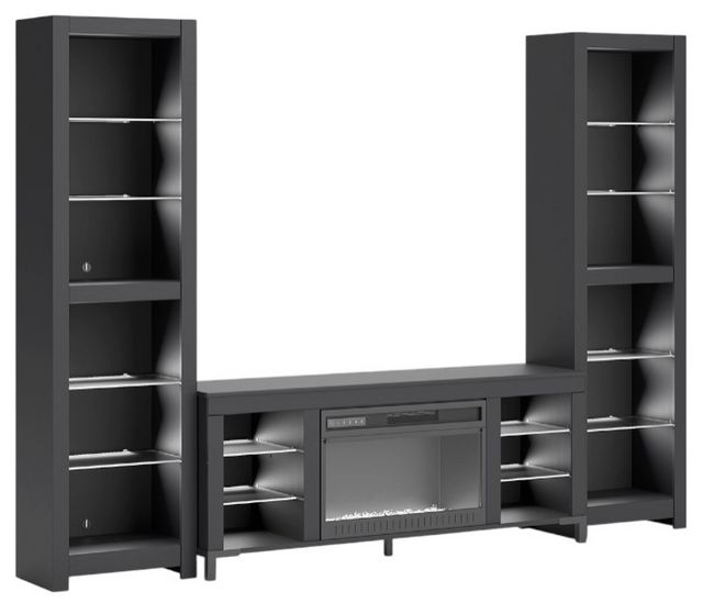 Signature Design by Ashley® Cayberry 3-Piece Matte Black Entertainment Center with Electric Fireplace-1