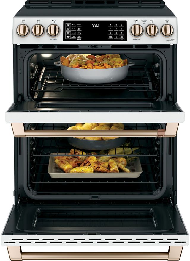 Café™ 30" Matte White Slide In Double Oven Induction Range-3