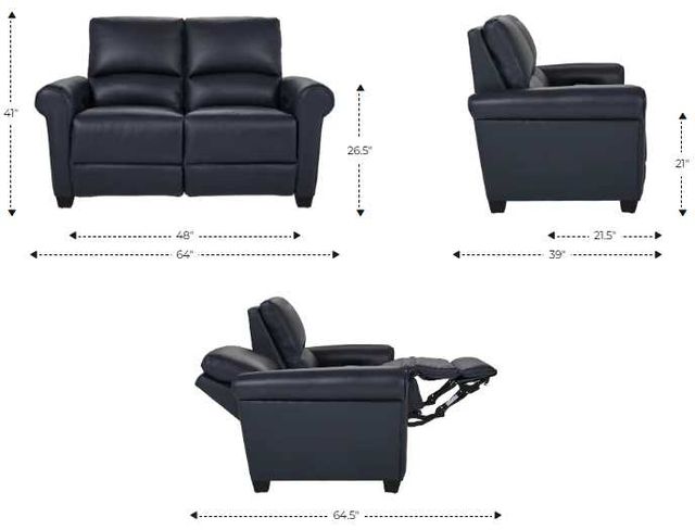 La-Z-Boy® Clybourn Navy Leather Power Reclining Loveseat with Headrest-2