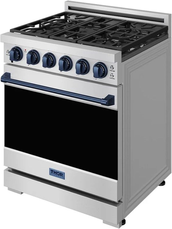 Thor Kitchen Gordon Ramsay Collection 30" Stainless Steel Pro Style Gas Range with Precision Knob Control and Blue Trim-3
