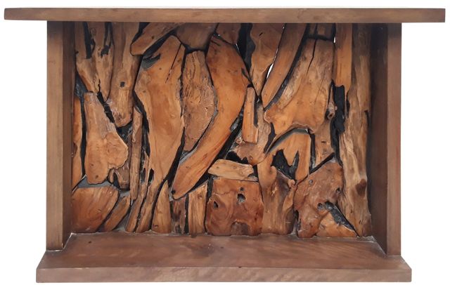 Stylecraft Teak Bar Brown Live Edge Console Table-0