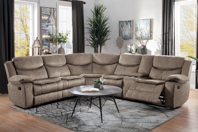 Homelegance® Bastrop 3-Piece Brown Manual Reclining Sectional -1