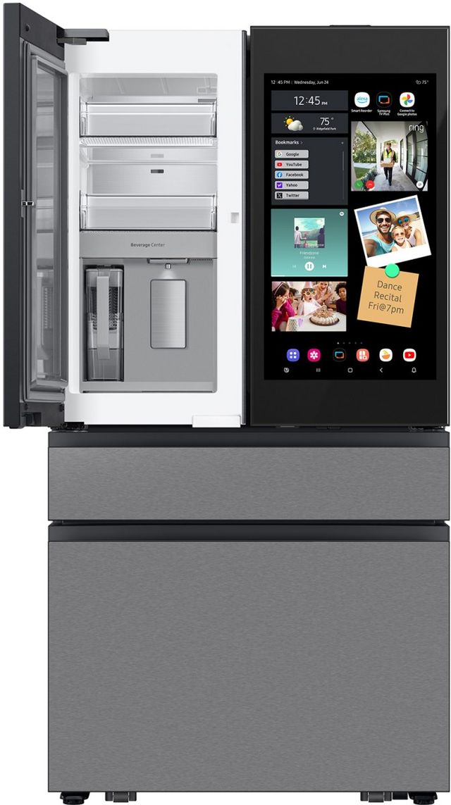 Samsung Bespoke 36 in. 22.5 Cu. Ft. Charcoal Glass and Stainless Steel Counter Depth French Door Refrigerator with AI Family Hub™+ &  AI Vision Inside™-3