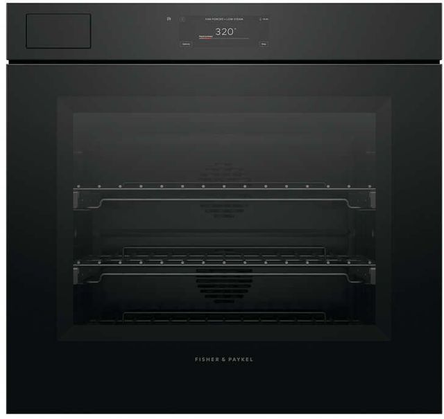 Fisher & Paykel Series 11 Minimalist 30" Black Glass Steam Assist Wall Oven with Self-Cleaning-0