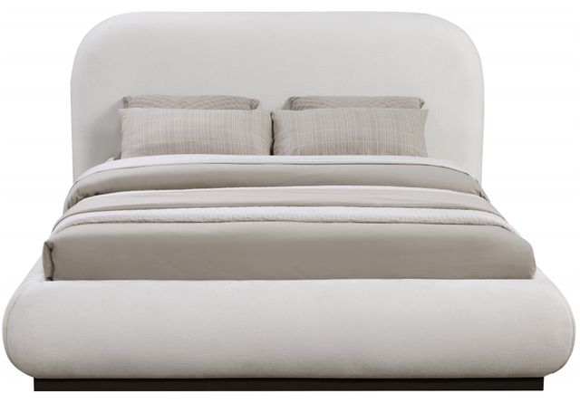 Meridian Furniture Vaughn Cream King Chenille Fabric Upholstered Panel Bed-1
