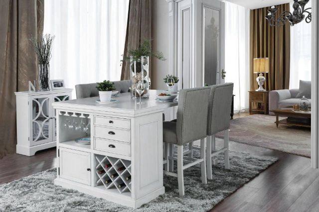 Furniture of America® Sutton 5-Piece Antique White/Gray Counter Table Set-1