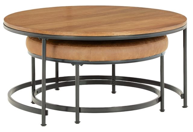 Signature Design by Ashley® Drezmoore 2-Piece Light Brown Nesting Coffee Table Set with Black Metal Base -1