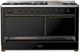 Ilve® Majestic III 60" Glossy Black Pro Style Dual Fuel Natural Gas Range with Solid Door and Burnished Trim-1