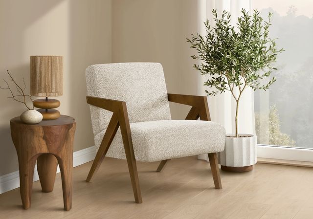 Monarch Specialties Inc. Brown Walnut/Cream 30" Accent Chair-1
