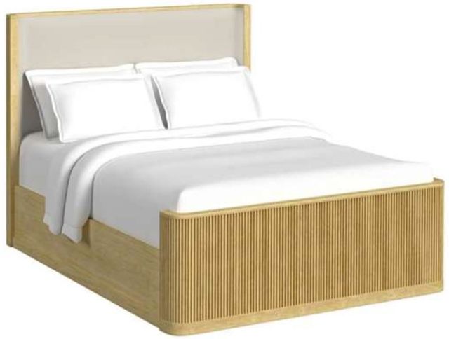 Elements International Sylvie Natural/White Upholstered Queen Panel Bed-0