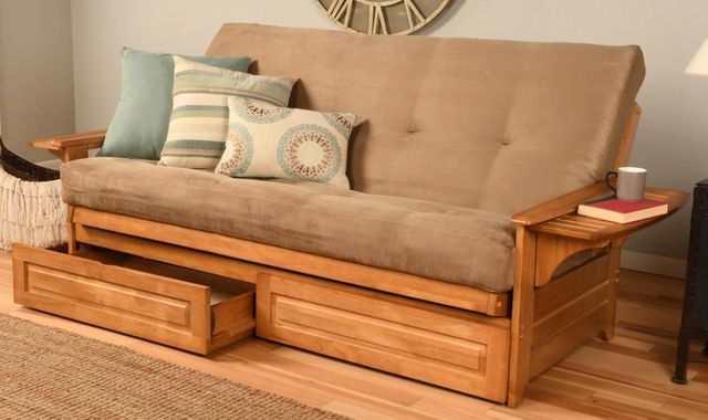 Kodiak Furniture Phoenix Suede Peat/Butternut Full Storage Futon with Mattress-1