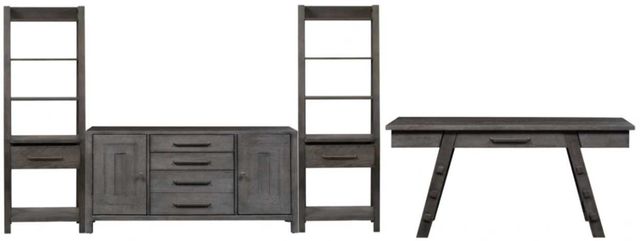 Liberty Furniture Modern Farmhouse 4-Piece Dusty Charcoal Complete Desk Set-0