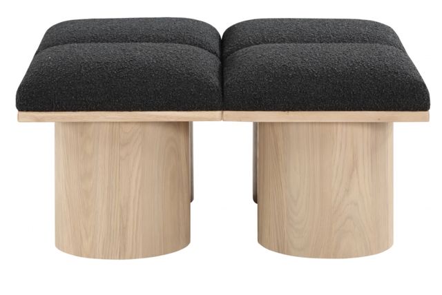 Meridian Furniture Pavilion 4-Piece Black/Natural 36" Modular Bench Set-1