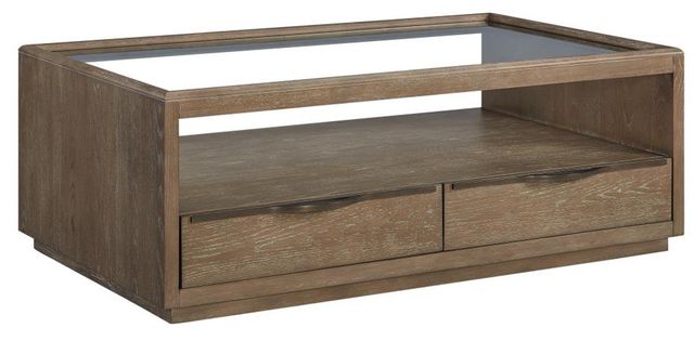 Bernards Trilogy Glass Top Cocktail Table with Cocoa Base-0