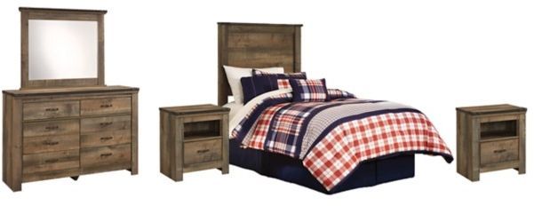 Signature Design by Ashley® Trinell 4-Piece Brown Twin Panel Headboard Bed Set-0