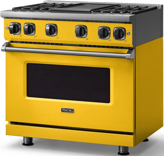 Viking® 7 Series 36" Daffodil Pro Style Natural Gas Range with Griddle-3