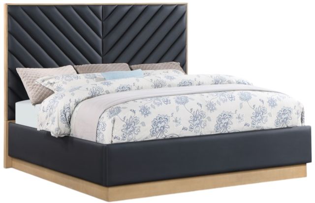 Meridian Furniture Casa Black Vegan Leather Queen Upholstered Panel Bed-0