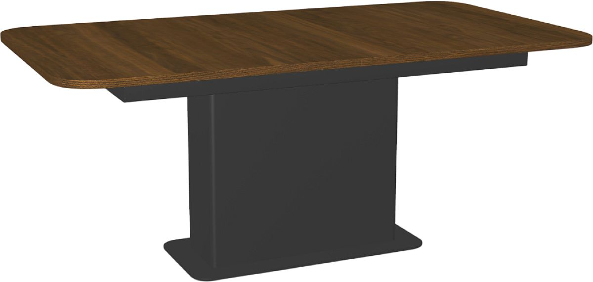 Amisco Customizable Lucarelli 96" Rectangular Extendable Table with 1" Walnut Veneer, Radius Corners and 1 Leaf