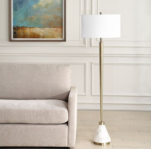 Uttermost® Curran Brass/White Floor Lamp-1