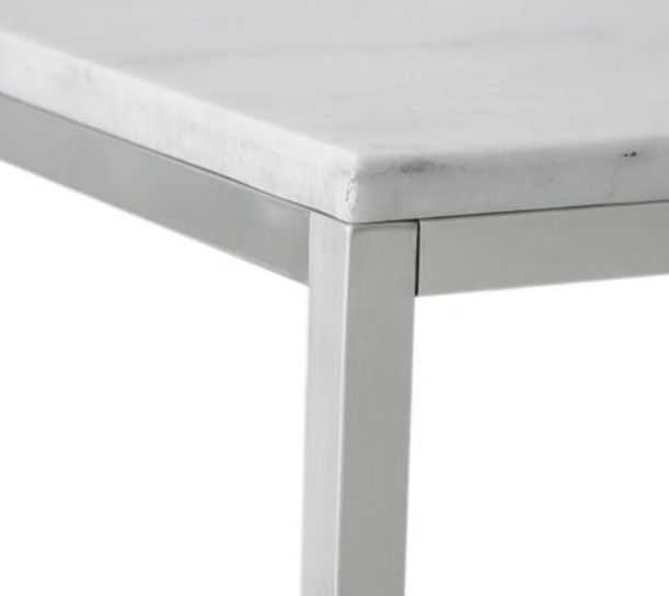 Magnussen Home® Esme White Marble Sofa Table with Brushed Nickel Base-3