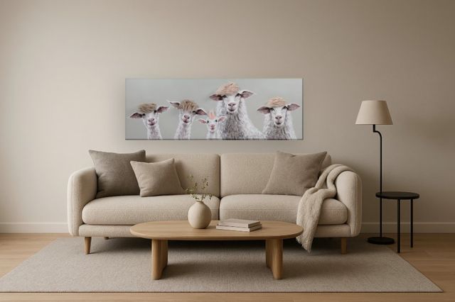 Classy Living Contemplative Sheep Salon: Eccentric Flock Wall Art-1