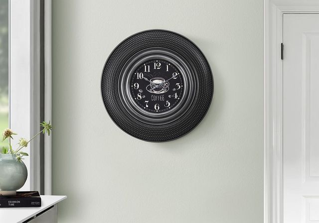 Monarch Specialties Inc. Charcoal Grey 20" Round Wall Clock with Standard Numbers on Chalkboard Back-2