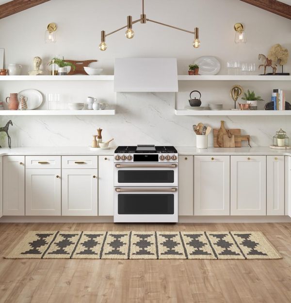 Café 30" Matte White Slide-In Dual Fuel Range