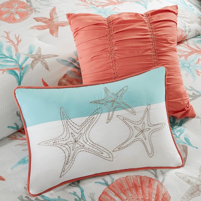 Olliix by Madison Park 7 Piece Coral Queen Pebble Beach Comforter Set-3