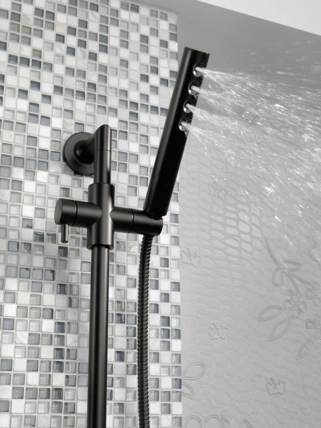 Brizo Odin® Matte Black Slide Bar Handshower with H2okinetic® Technology-2