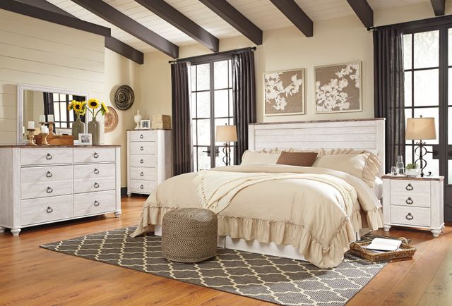 Signature Design by Ashley® Willowton 2-Piece Whitewash King/California King Panel Headboard Set-3