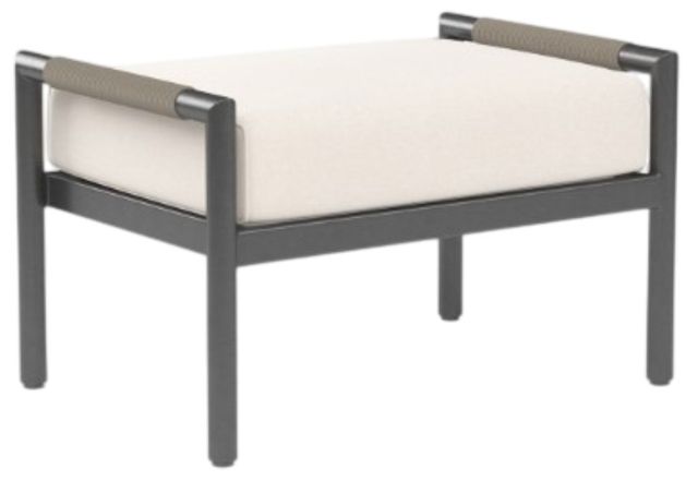 Sunset West Pietra Stone Gray Aluminum/Olefin Rope Outdoor Ottoman with Echo Ash Cushion-0