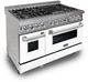 ZLINE 48" Satin Stainless Steel Pro Style Dual Fuel Range with White Matte Door-3