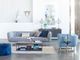 Moe's Home Collection Lamb Fur Teal Snow Large Pillow Pouf-2