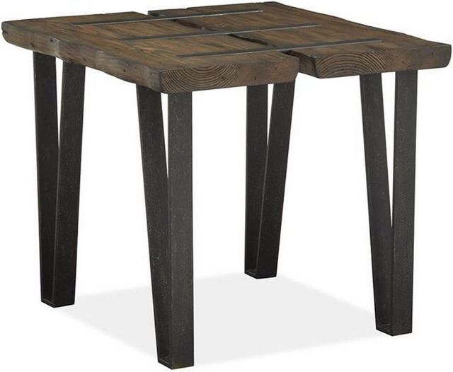 Magnussen Home® Dartmouth Sawmill Rectangular End Table with Galvanized Steel Legs-0