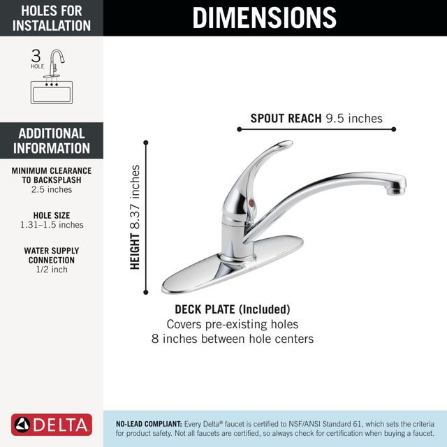 Delta Foundations® Stainless Single Handle Kitchen Faucet -3