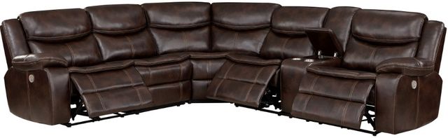 Coaster® Sycamore Dark Brown Upholstered Power Reclining Sectional Sofa-2