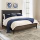 Modus Furniture Boracay Black Pepper/Wild Oats Brown California King Upholstered Wingback Storage Bed-1