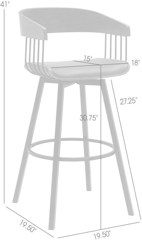 Armen Living Athena Black/Cream/Walnut Swivel Bar Stool-2