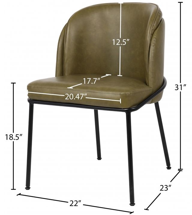 Meridian Furniture Jagger Olive/Matte Black Vegan Leather Dining Side Chair-2