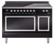 Ilve® Nostalgie II Noblesse 48'' Glossy Black Pro Style Induction Range with Chrome Trim-0