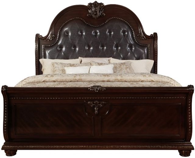 Crown Mark Stanley Brown King Upholstered Sleigh Bed-0